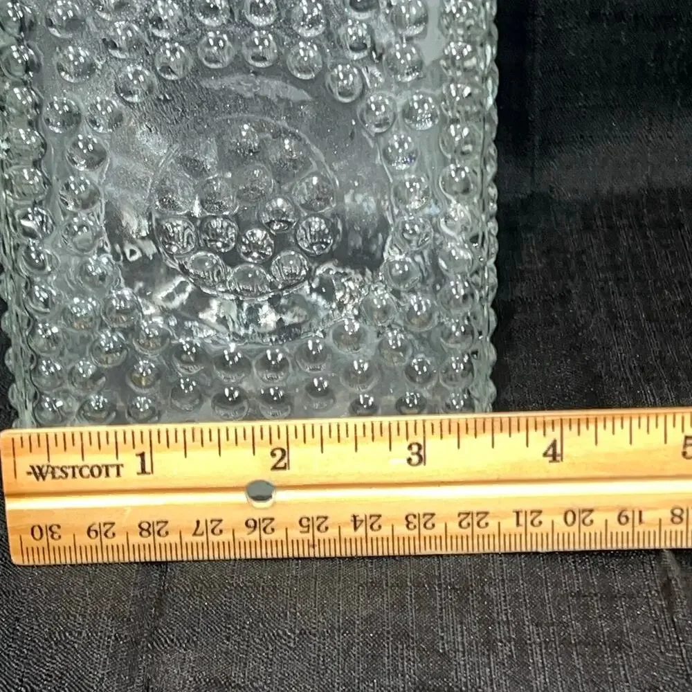 Vintage Clear Glass Decanter Hobnail Pattern MCM Barware Medallion Design 10